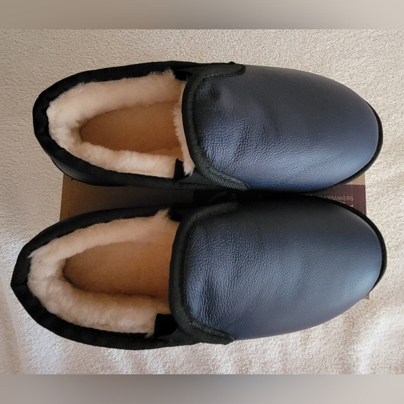 UGG/Bindoon Boots Leather Loafer Slippers with Sheepskin Lining - Blue - Size 9 - Picture 9 of 14